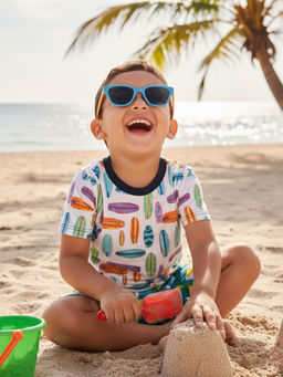 Mi Arcus - Printed Polarized Uv-Protection Square Shape Sunglasses for Kids- Blue