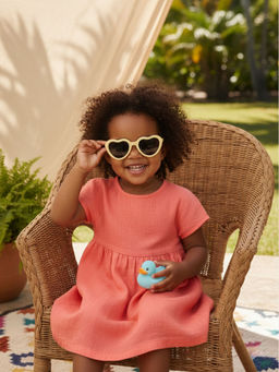 Mi Arcus - Printed Polarized Uv-Protection Heart Shape Sunglasses for Kids- Yellow