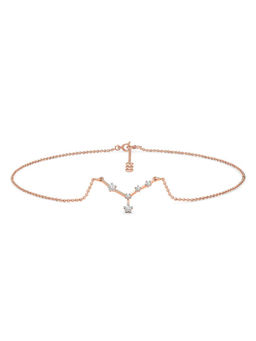 Candere by Kalyan Jewellers - Cancer 14K Rose Gold and Diamond Anklet for Women
