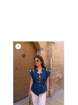 Loveable Creations By Muskan - Evil Eye Denim Wrap Blue Top
