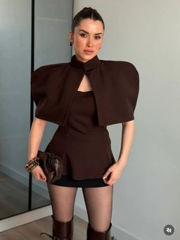Loveable Creations By Muskan - Halo Luxe Cape Brown Top