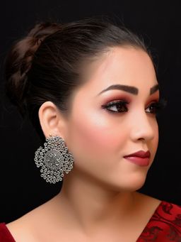 AG'S - Areeka Big Oxidised Stud Earrings In Mint Green