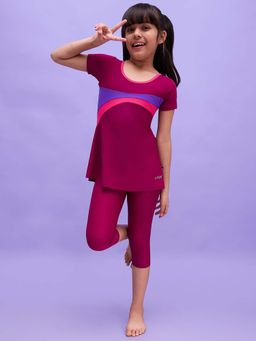 LYCOT - Wine Girl Half Sleeves Swimwear with Attached Tights