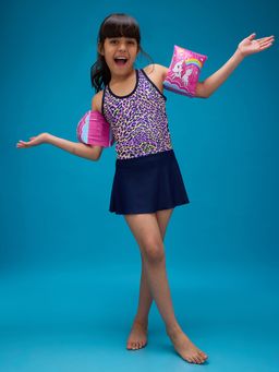 LYCOT - Multi-Color Girls Two Piece Swimwear Tank Top and Skirt with Attached Shorts