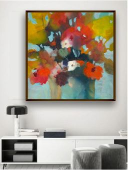 The Art House - Red Yellow Floral Framed Wall Painting