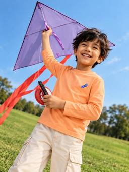 Somersault - Boys orange Full Sleeve Cotton T-Shirt