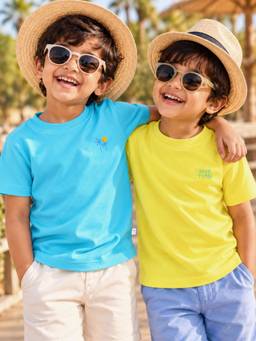 Somersault - Boys Multi-Color Solid Half Sleeve Cotton T-Shirts (Pack of 2)