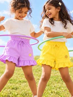 Somersault - Pure Cotton Multi-Color Regular Fit Shorts for Girls (Pack of 2)