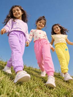 Somersault - Girls Multi-Color Cotton Joggers (Pack of 3)
