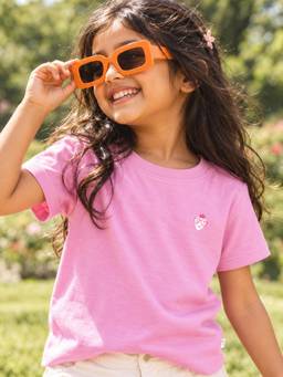 Somersault - Girls Pink Half Sleeve Cotton T-Shirt