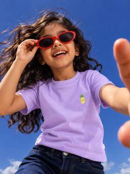 Somersault - Girls Purple Half Sleeve Cotton T-Shirt
