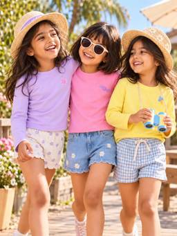 Somersault - Girls Solid Full Sleeve Cotton T-Shirts (Pack of 3)