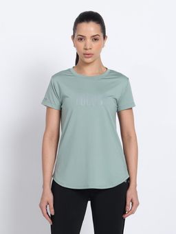 CLOTHWIK - Green Women Typography T-Shirt