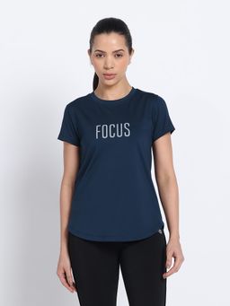 CLOTHWIK - Teal Women Typography T-Shirt