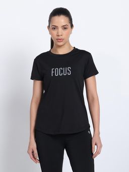 CLOTHWIK - Black Women Typography T-Shirt