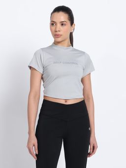 CLOTHWIK - Grey Women Typography T-Shirt