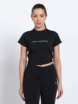 CLOTHWIK - Black Women Typography T-Shirt