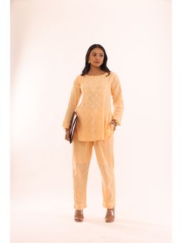 Rivaz Threads and Co - Pure Cotton Co-Ord With Pockets - Orange (Set of 2)