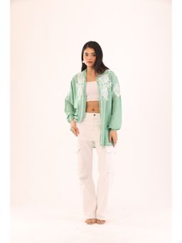 Rivaz Threads and Co - Coloured Shirts For Women With Ghaspatti - Green