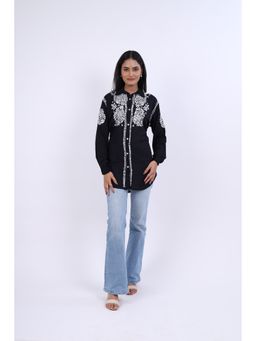 Rivaz Threads and Co - Coloured Shirts For Women With Ghaspatti - Black
