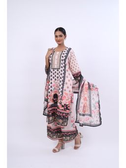 Rivaz Threads and Co - Hoor Embroidered Kurta with Palazzo - Multi-Color (Set of 3)