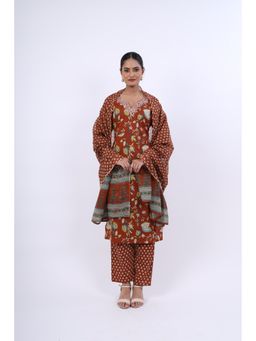 Rivaz Threads and Co - Hoor 3 Piece Pure Cotton Suit Set With Sequence Detailing On The Neck