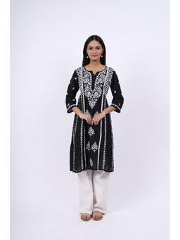Rivaz Threads and Co - A-Line Chikankari Kurta With Lace And Ghas Patti Embroidery