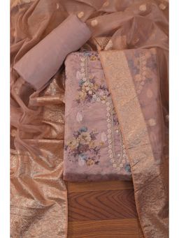 Jaipur Kurti - Embellished Woven Design Organza Unstitched Dress Material with Dupatta Mauve