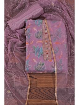 Jaipur Kurti - Embellished Organza Unstitched Dress Material with Dupatta Purple