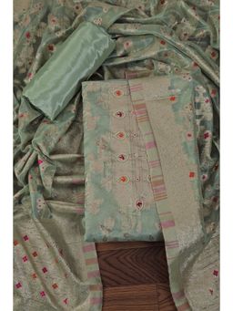 Jaipur Kurti - Embellished Zari Woven Unstitched Dress Material with Dupatta Green