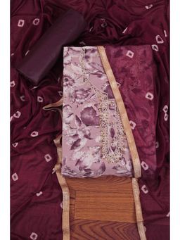 Jaipur Kurti - Cotton Blend Embellished Unstitched Dress Material with Bandhani Dupatta Purple