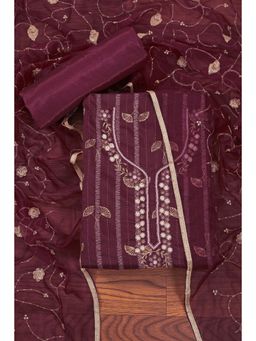 Jaipur Kurti - Embellished Organza Unstitched Dress Material with Dupatta Purple