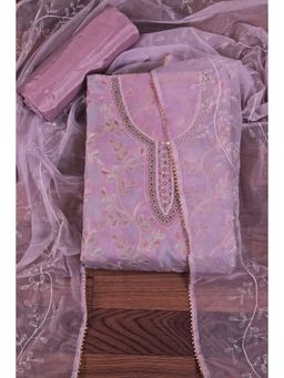 Jaipur Kurti - Organza Embellished Unstitched Dress Material with Dupatta Lavender