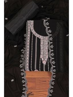 Jaipur Kurti - Heavy Embroidered Organza Unstitched Dress Material with Dupatta Black