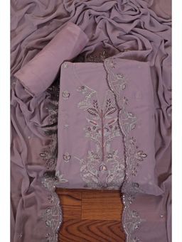 Jaipur Kurti - Heavy Embroidered Poly Georgette Unstitched Dress Material with Dupatta Lavender