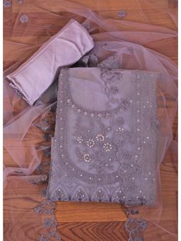 Jaipur Kurti - Heavy Embroidered Net Unstitched Dress Material with Dupatta Lavender