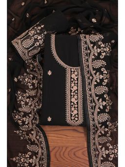 Jaipur Kurti - Heavy Embroidered Organza Unstitched Dress Material with Dupatta Black
