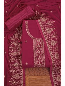 Jaipur Kurti - Heavy Embroidered Organza Unstitched Dress Material with Dupatta Pink