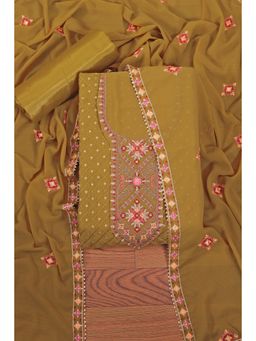Jaipur Kurti - Sequin Embroidered Poly Georgette Unstitched Dress Material with Dupatta Mustard
