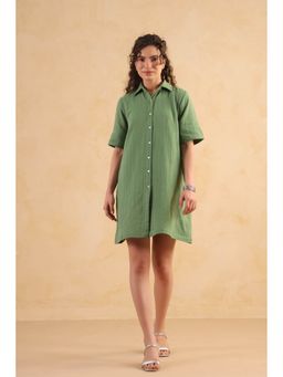 RATAN JAIPUR - Blue Midi Shirt Dress