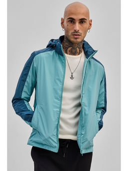 Snitch - Turquoise Colorblocked Ski Jacket with Detachable Hood