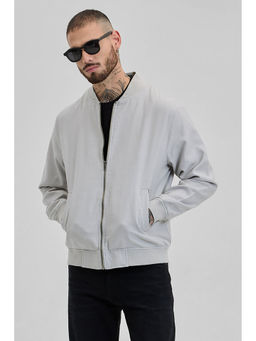 Snitch - Light Grey Solid Relaxed Fit Jacket
