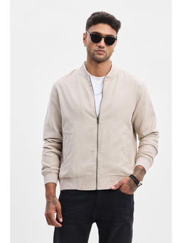 Snitch - Beige Solid Relaxed Fit Jacket