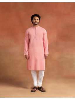 Fabindia - Pink Cotton Chikankari Slim Fit Kurta