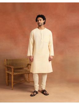 Fabindia - Cream Cotton Stripe Long Kurta