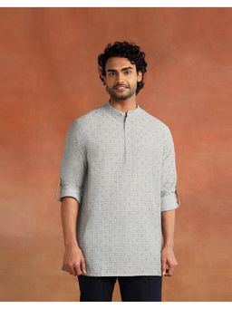 Fabindia - Grey Cotton Hand Block Printed Short Kurta