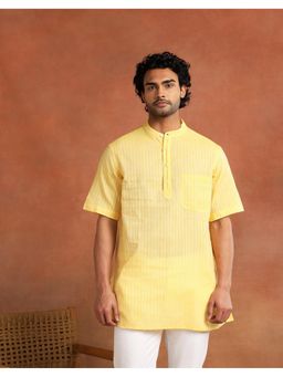 Fabindia - Yellow Cotton Dobby Short Kurta