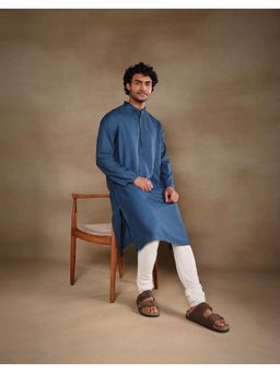 Fabindia - Blue Viscose Silk Long Kurta