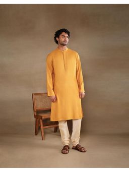Fabindia - Yellow Viscose Silk Long Kurta