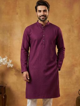 Jompers - Purple Men Embroidered Kurta